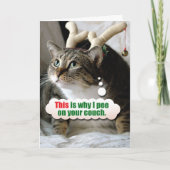 Grappig dier Vrolijk Kerstfeest - Pee op de bank Feestdagen Kaart (Voorkant)