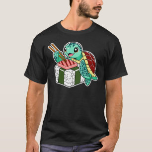 Grappig Dier Zee Schildpad Eten Spam Musubi T-shirt