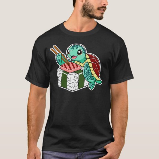 Grappig Dier Zee Schildpad Eten Spam Musubi T-shirt (Voorkant)