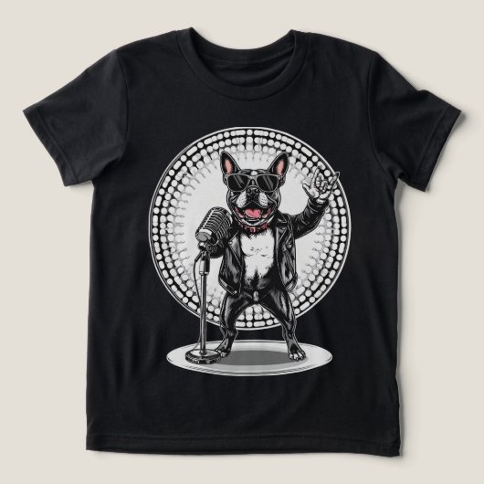 Grappig Dieren Cadeau | Coole Hond Rockster Tri-Blend Shirt (Design voorkant)