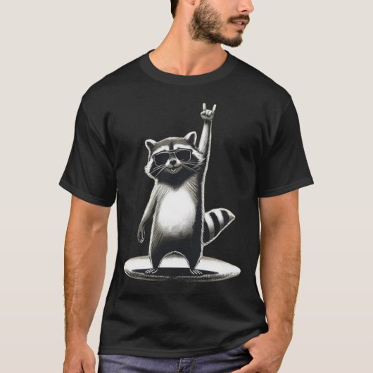 Grappig Dierencadeau | Cool Raccoon Rock Star T-shirt (Voorkant)