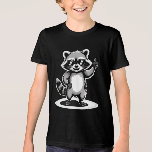 Grappig Dierencadeau | Cool Raccoon Rock Star Tri-Blend Shirt (Voorkant)