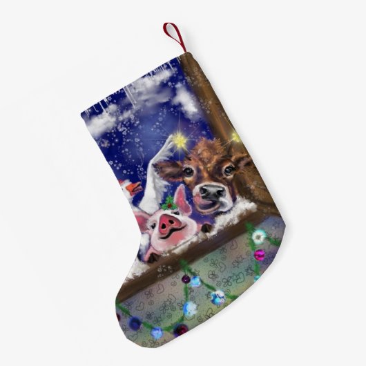 Grappig Dierenfeest Kerstkous Kleine Kerstsok (Achterkant (Hangend))