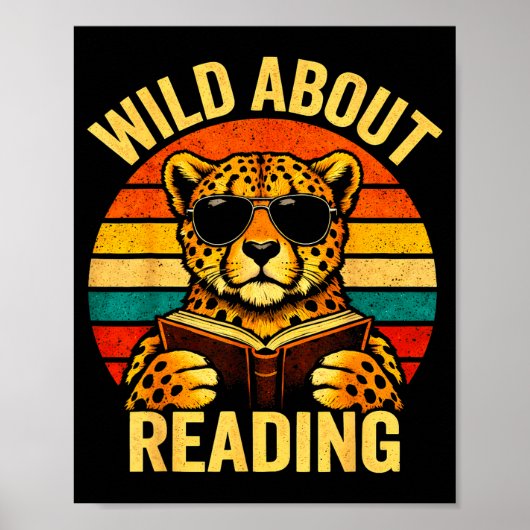Grappig dierenmeme dol op lezen jachtluipaard boek poster (Voorkant)