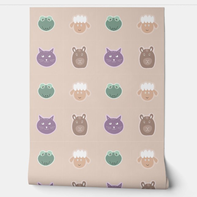 grappig dierenpatroon behang (Afrollen)