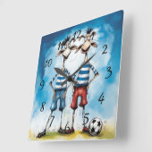 Grappig dierenvoetballers Poster Vierkante Klok (Hoek)