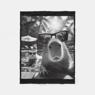 Grappig Dierenzwembad Capybara Selfie met ca Fleece Deken