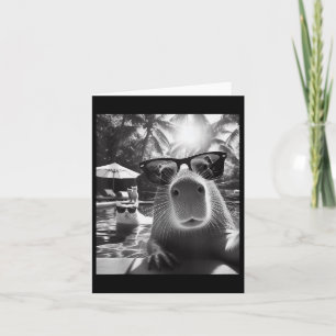 Grappig Dierenzwembad Capybara Selfie met ca Kaart