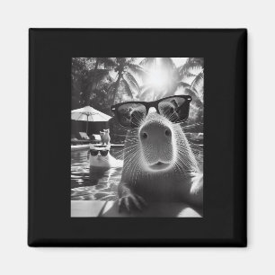 Grappig Dierenzwembad Capybara Selfie met ca Magneet