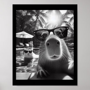 Grappig Dierenzwembad Capybara Selfie met ca Poster