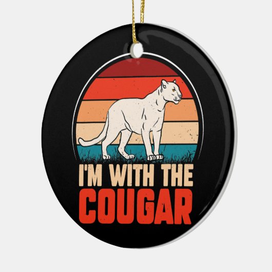 Grappig dierlijk grafisch dat ik bij de cougar ben keramisch ornament (Links)