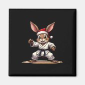 Grappig dierlijk konijn in karate uniform voor ker magneet (Voorkant)