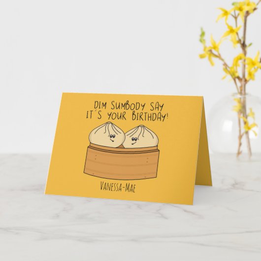 Grappig Dim Sum Foodie Verjaardag Voedsel Pun Kaart (Gele Bloem)
