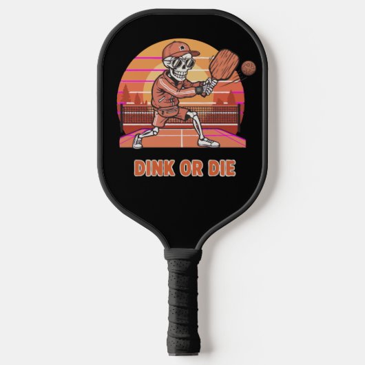 Grappig Dink of Sterf Pickleball Skelet Retro Spel Paddle (Voorkant)