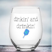 Grappig Dinkin' & Drinkin' Pickleball Paddle & Bal Wijnglas Zonder Voet