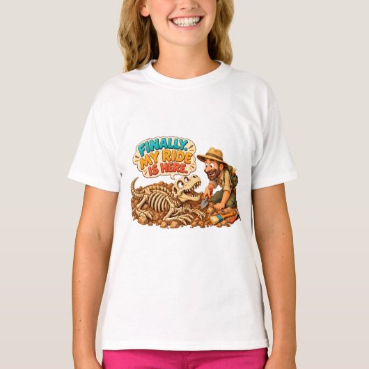 Grappig Dino Fossiel Opgraving T-shirt (Voorkant)
