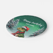 Grappig Dino Kerstboom verjaardag jongens sneeuwfe Papieren Bordje (Gekanteld)