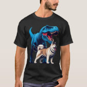 Grappig Dinosaur Akita Walking Hondenliefhebber T-shirt (Voorkant)