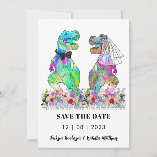 Grappig Dinosaur Huwelijk Save The Date (Voorkant)