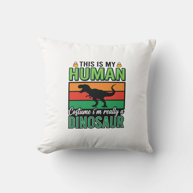 Grappig Dinosaur Mens Kostuum Halloween Kussen (Voorkant)