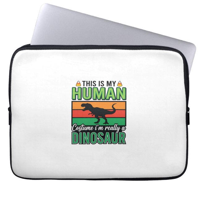 Grappig Dinosaur Mens Kostuum Halloween Laptop Sleeve (Voorkant)