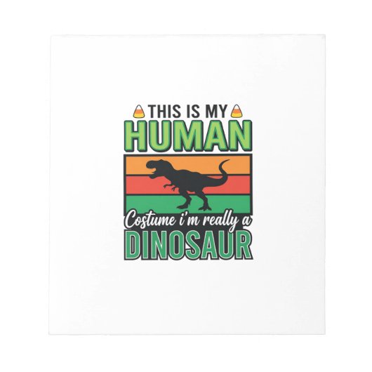 Grappig Dinosaur Mens Kostuum Halloween Notitieblok (Voorkant)