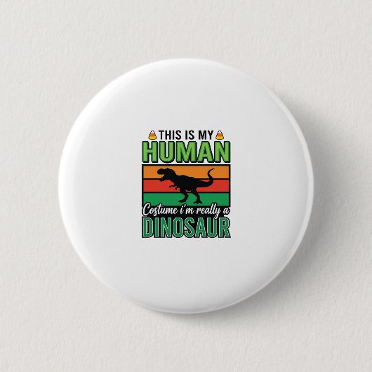 Grappig Dinosaur Mens Kostuum Halloween Ronde Button 5,7 Cm (Voorkant)