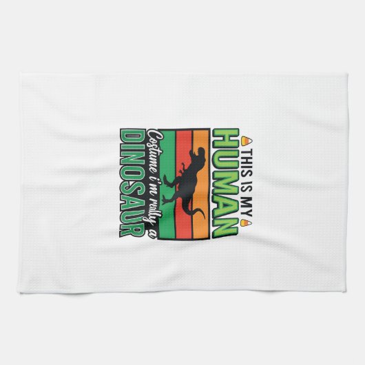 Grappig Dinosaur Mens Kostuum Halloween Theedoek (Horizontaal)