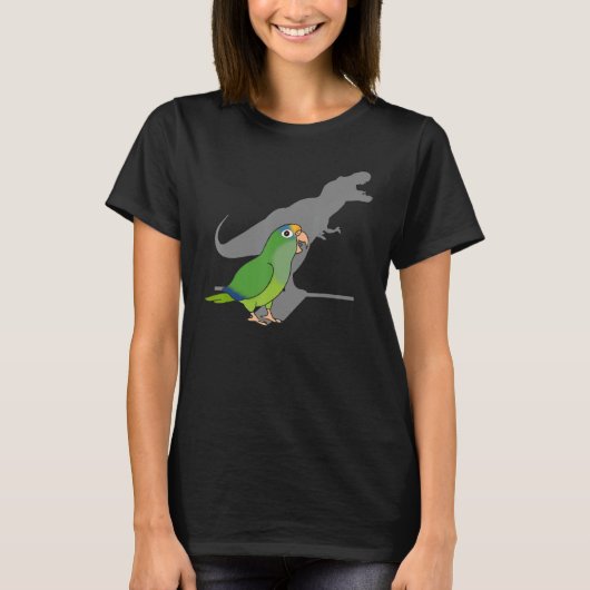 Grappig DInosaur Parrot, Birb meme, Perzik Fronted T-shirt (Voorkant)