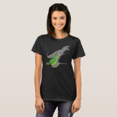 Grappig DInosaur Parrot, Birb meme, Perzik Fronted T-shirt (Voorkant volledig)