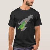 Grappig DInosaur Parrot, Birb meme, Perzik Fronted T-shirt (Voorkant)