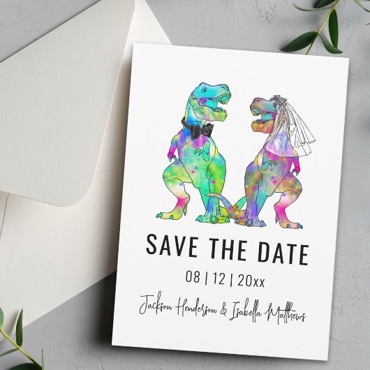 Grappig Dinosaur Thema Bruiloft Save The Date