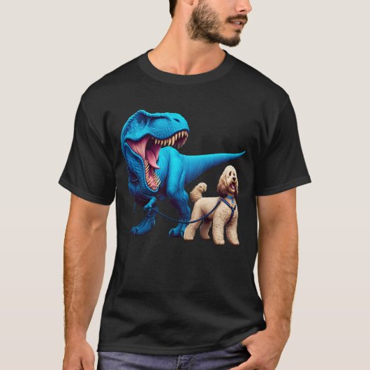 Grappig Dinosaurus Cockapoo Walking Hondenliefhebb T-shirt (Voorkant)
