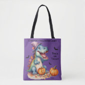 Grappig Dinosaurus Halloween Snoep Tote Bag (Voorkant)