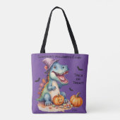 Grappig Dinosaurus Halloween Snoep Tote Bag (Achterkant)