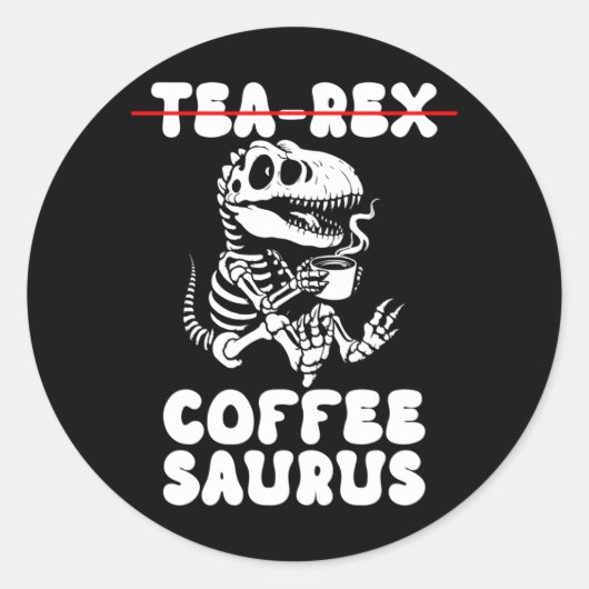 Grappig dinosaurus skelet kostuum goth Tea-Rex Ronde Sticker (Voorkant)