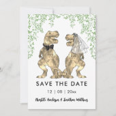 Grappig Dinosaurus Thema Bruiloft Save The Date (Voorkant)