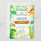 Grappig Dinosaurus Verjaardagsfeest Kaart (Voorkant)