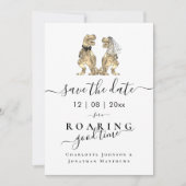 Grappig dinothema huwelijksfeest save the date (Voorkant)