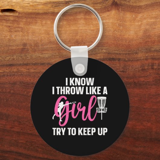 Grappig Disc Golf Design voor Meisje Vrouwen Disc  Sleutelhanger (Voorkant)