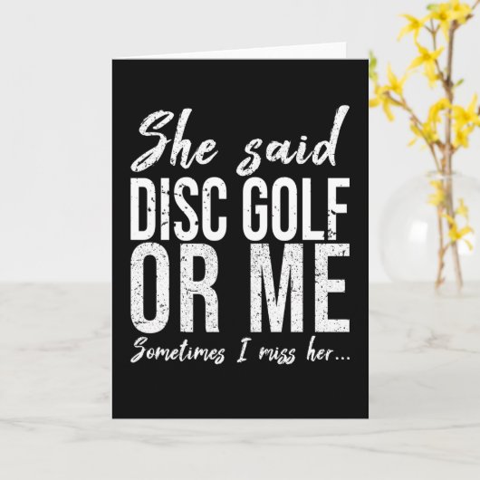 Grappig discgolf cadeau idee kaart (Gele Bloem)