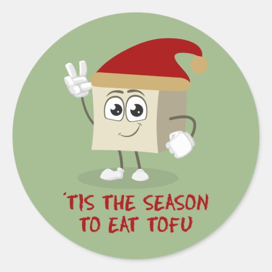 Grappig ´Dit is het seizoen om tofu te eten, Vegan Ronde Sticker (Voorkant)