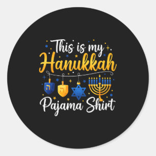 Grappig Dit Is Mijn Hanukkah Pajamakah Pyjama Chan Ronde Sticker