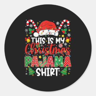 Grappig Dit Is Mijn Kerst Pyjama Shirt Pjs Kerstma Ronde Sticker
