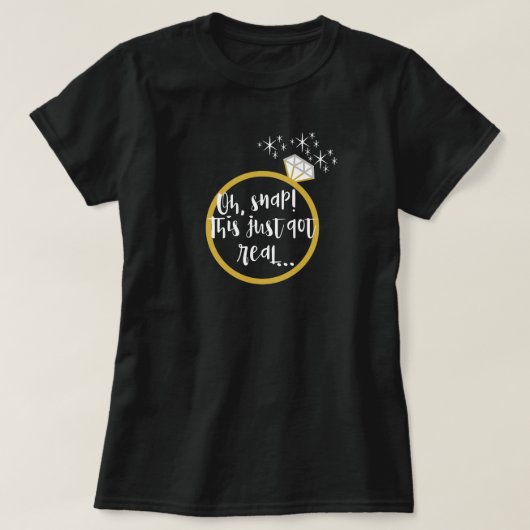 Grappig "Dit is net echt" gouden Verlovingen ring T-shirt (Design voorkant)