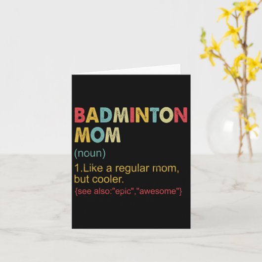 Grappig Dminton Mom Definition Dminton Mom voor vr Kaart (Gele Bloem)