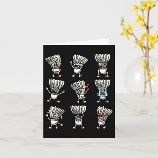 Grappig Dminton Shuttle Speler Ontwerp Mannen Vrou Kaart (Gele Bloem)