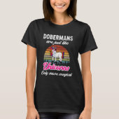 Grappig Dobermans Design Retro Eenhoorn  Zonnen T-shirt (Voorkant)