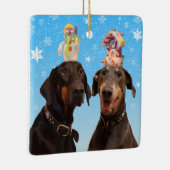 Grappig Dobermans kerstversiering Keramisch Ornament (Rechts)