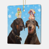 Grappig Dobermans kerstversiering Keramisch Ornament (Links)